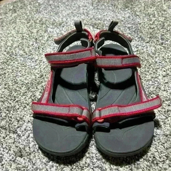 Teva Tanza Youth Sandals Size 4 Unisex Red Hook & Loop Water Shoe 1093489Y - Picture 6 of 9